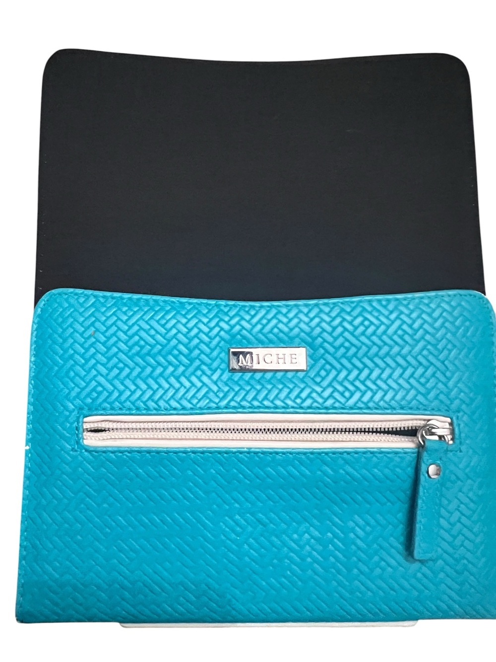 MICHE Lila Turquoise Blue Basket Weave Shell Cover for Interchangeable Handbag